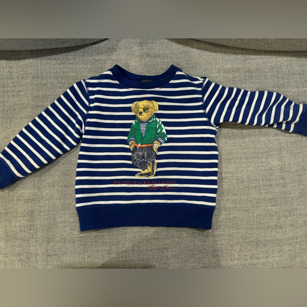 Polo by Ralph Lauren Kids Navy Striped Bear Tee